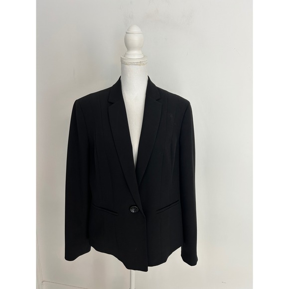 Kasper Jackets & Blazers - Kasper Womens Black‎ Single Button Tailored Blazer Jacket Professional Career